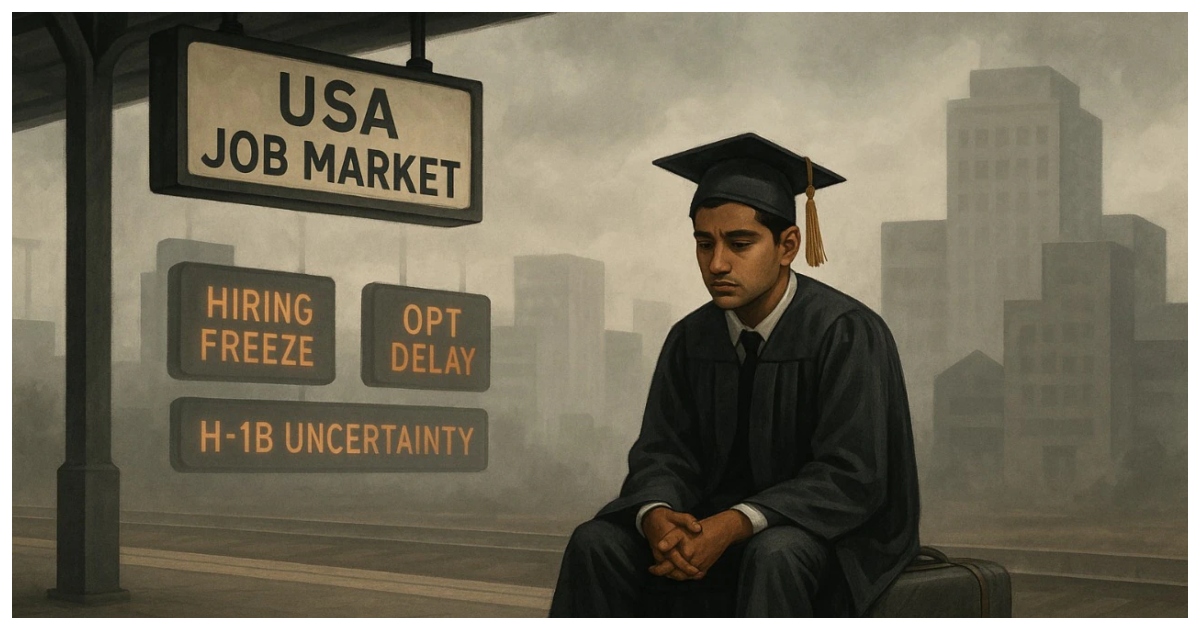 অ্যামেরিকায় ক্যারিয়ার গড়ে তোলার পথ এখন স্পষ্টভাবেই অস্থির হয়ে উঠেছে। ছবি: এআই